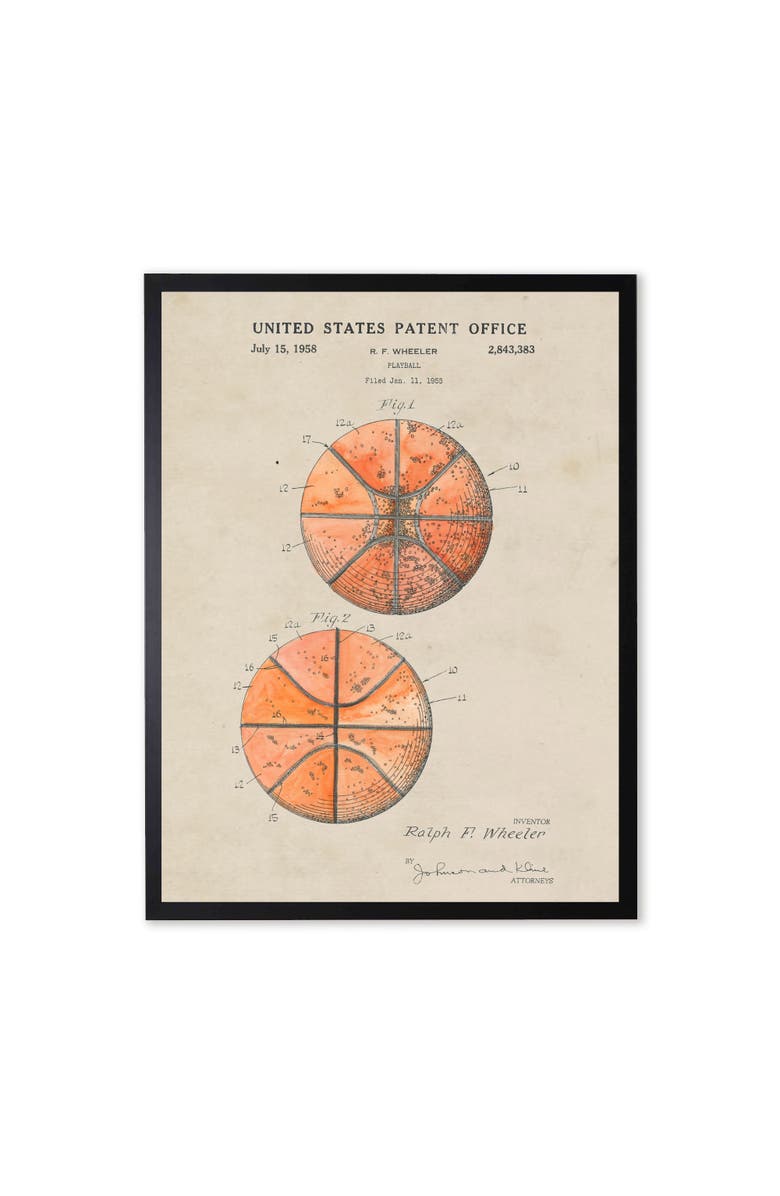 Antique Curiosities Basketball Patent in Black Frame, Main, color, Multi