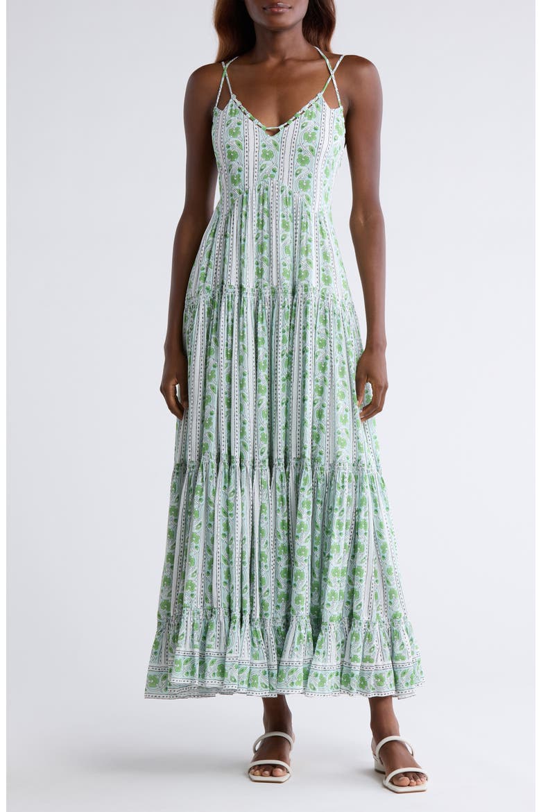 Scarlett Tiered Cover-Up Maxi Dress, Main, color, OPEN GREEN