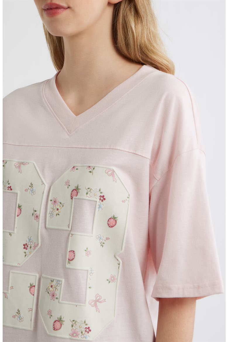 Numeral Floral Appliqué Cotton Blend T-Shirt, Alternate, color, PINK