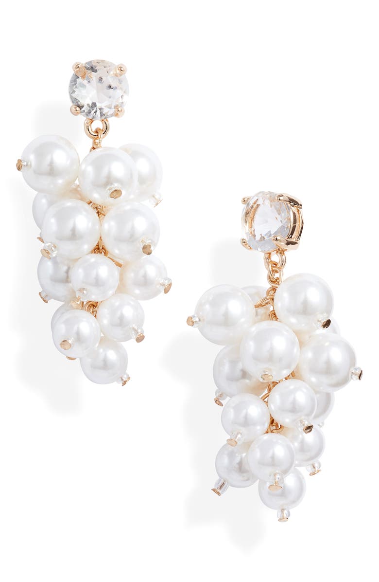Rachel Parcell Imitation Pearl Chandelier Earrings, Main, color, 