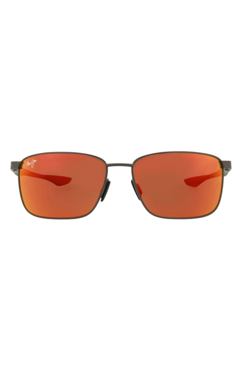 Maui Jim 58mm Polarized Square Sunglasses, Main, color, Gunmetal Gunmetal Lava