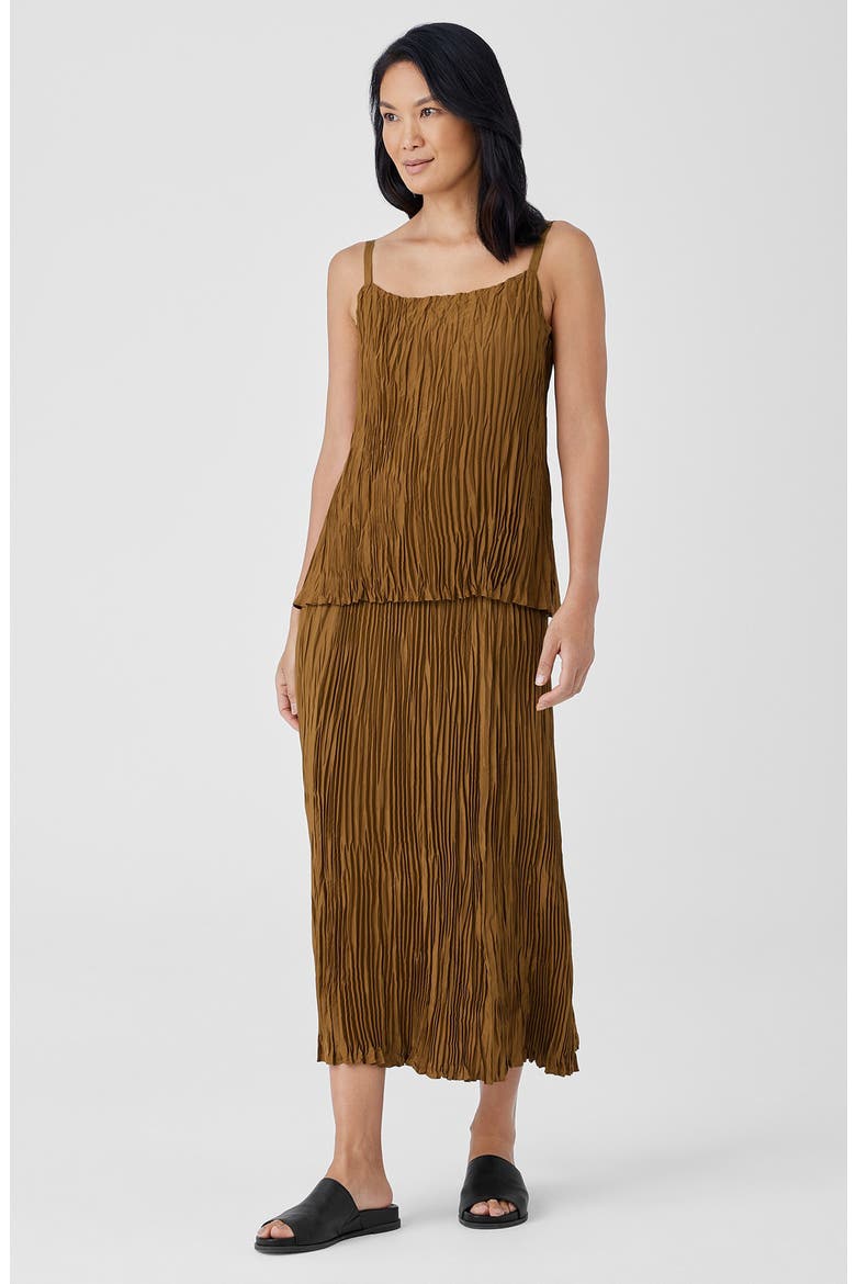 Crinkled Silk Camisole, Alternate, color, BRONZE