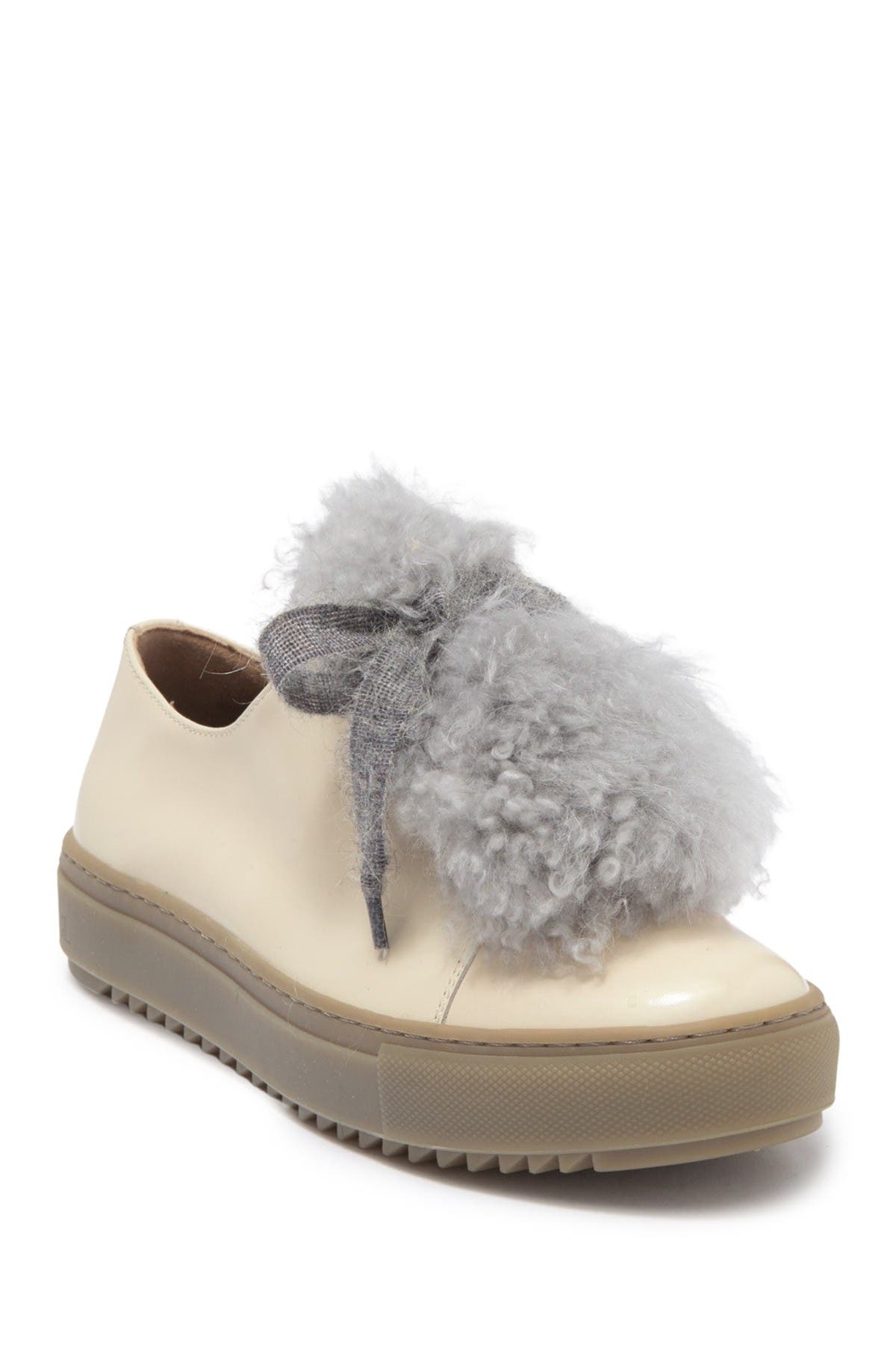 AGL Patent Leather Sneaker With Genuine Sheep Fur Accents, Alternate, color, 