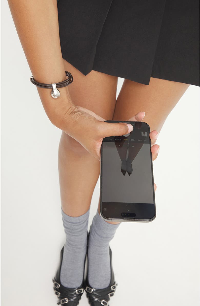 UNODE50 Leather strap with sterling silver-plated dial, Alternate, color, Silver