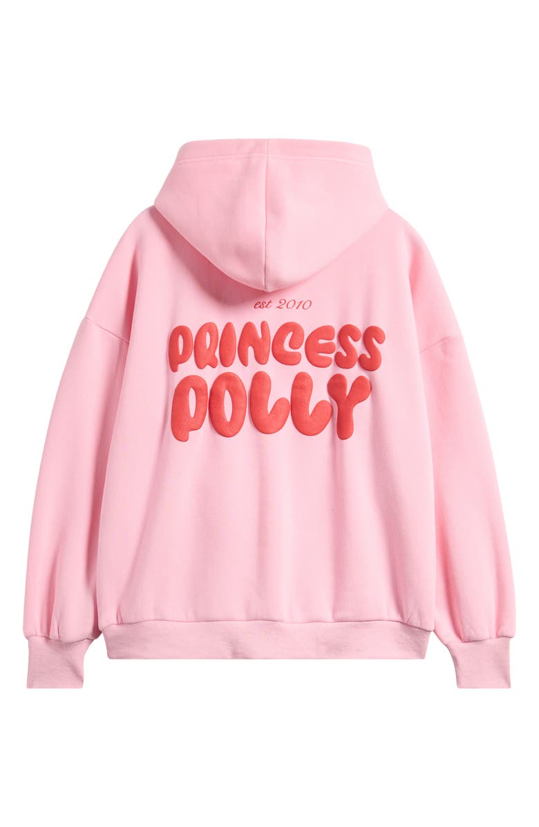 Princess Polly Puffy Logo Hoodie, Alternate, color, Pink