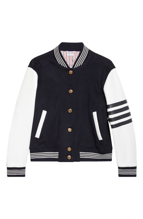 4-Bar Wool & Leather Varsity Jacket