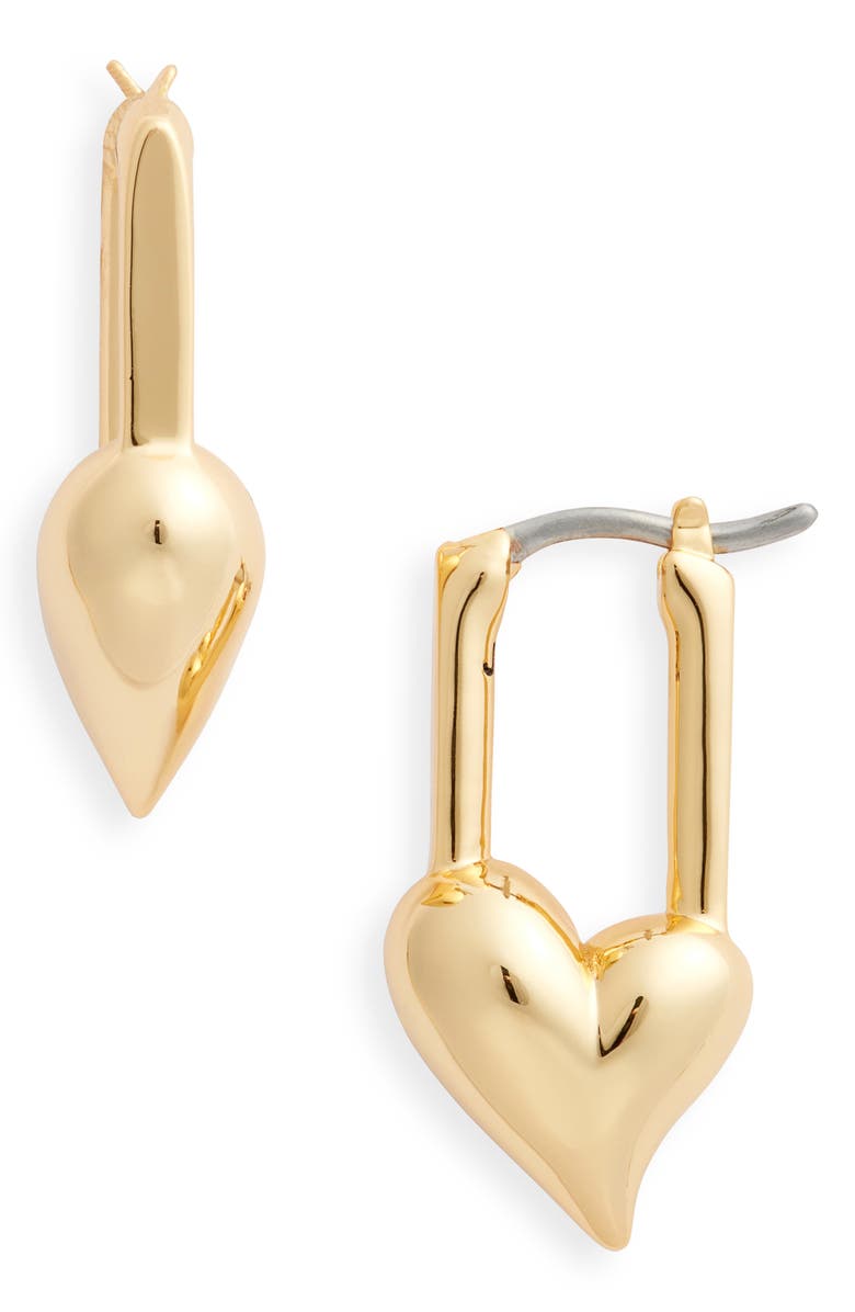 JENNY BIRD Padlock Heart Huggie Hoop Earrings, Main, color, High Polish Gold