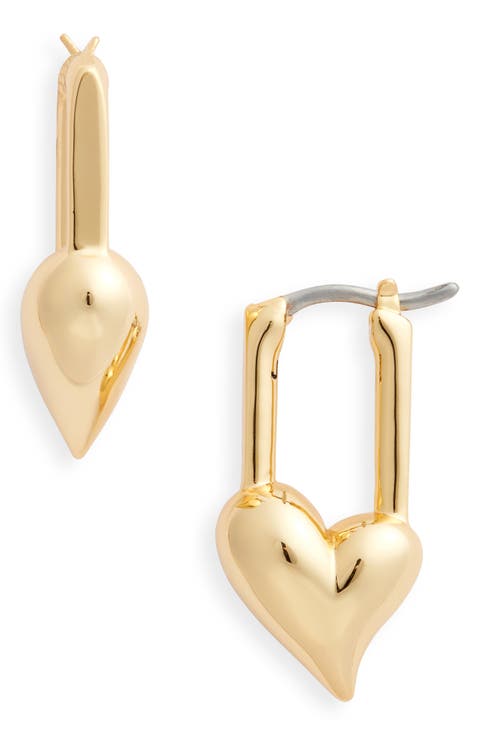 Padlock Heart Huggie Hoop Earrings