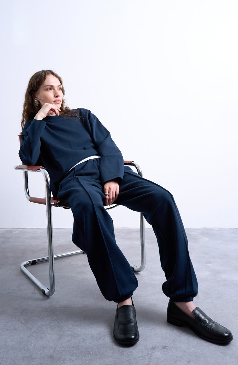 Topshop Pintuck Joggers, Alternate, color, Navy