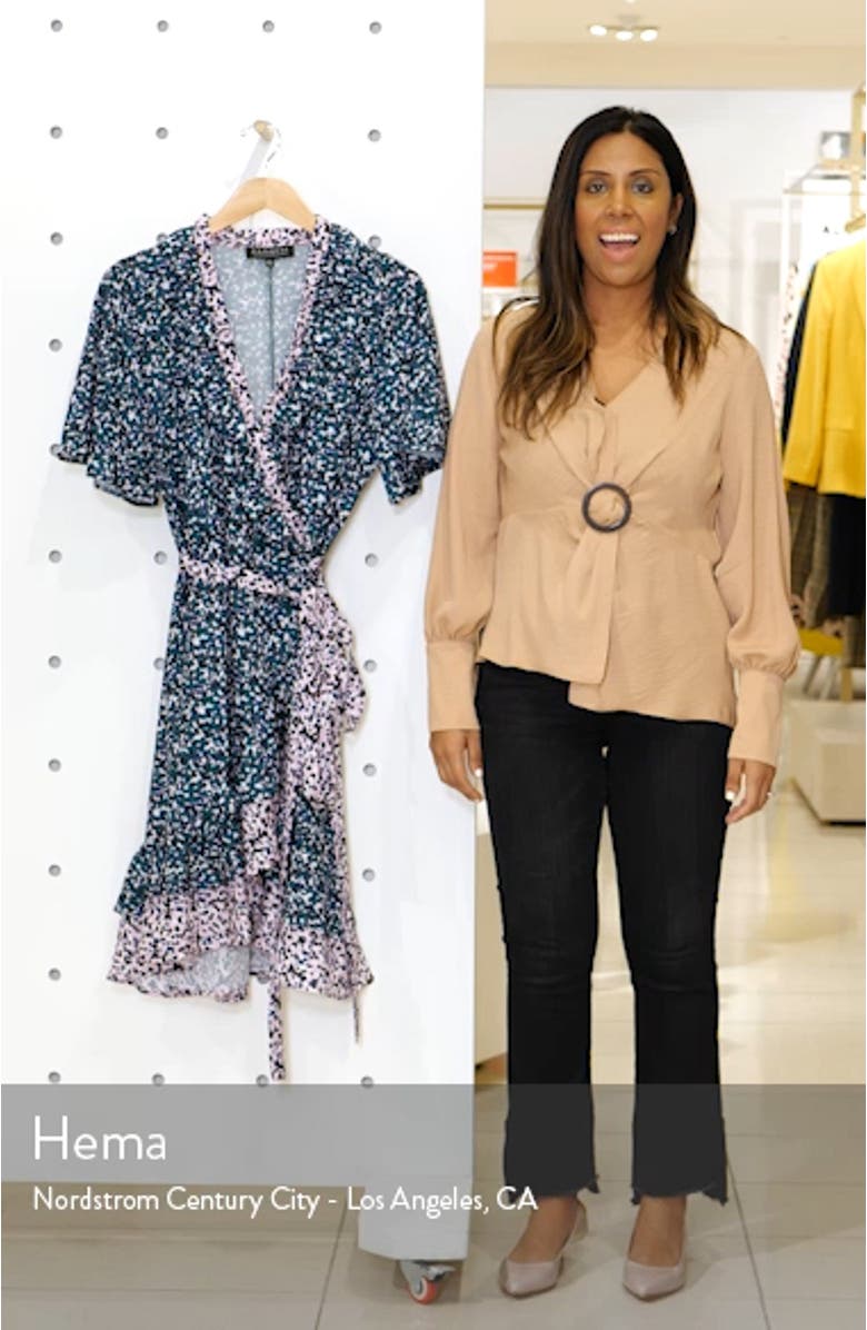 Contrast Ruffle Trim Wrap Dress, sales video thumbnail