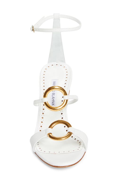 Manolo Blahnik Hisfahan Ankle Strap Sandal In White