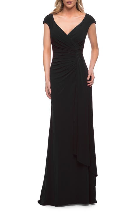Jersey Dress with Knot at Waist and Short Sleeves