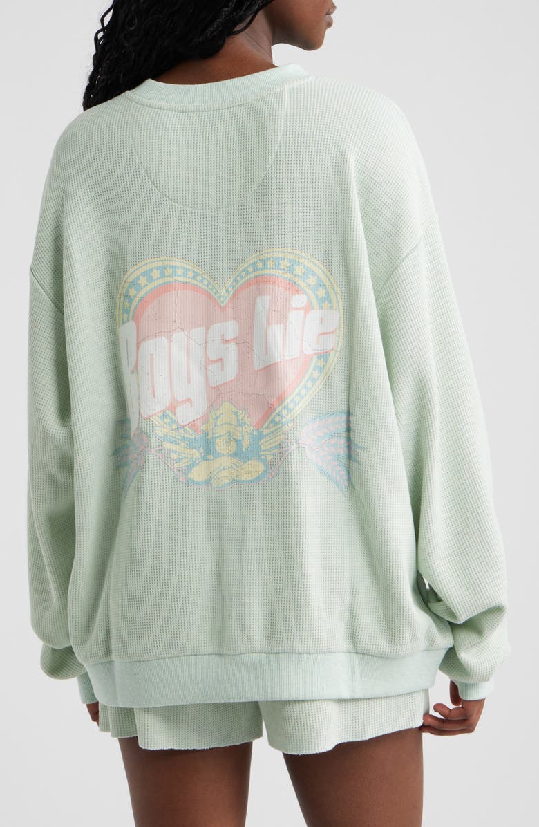 BOYS LIE Breakfast Beers Kara Thermal Sweatshirt, Alternate, color, Sage