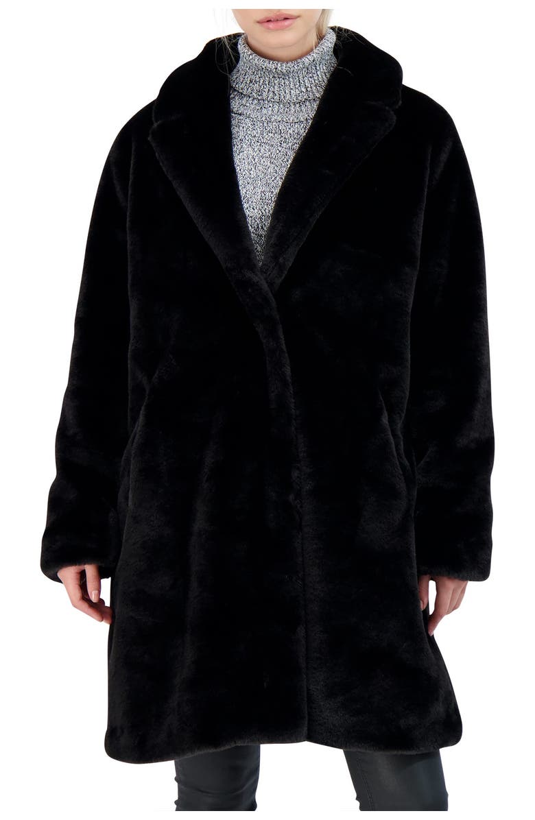 Sebby Collection Faux Fur Coat, Alternate, color, 
