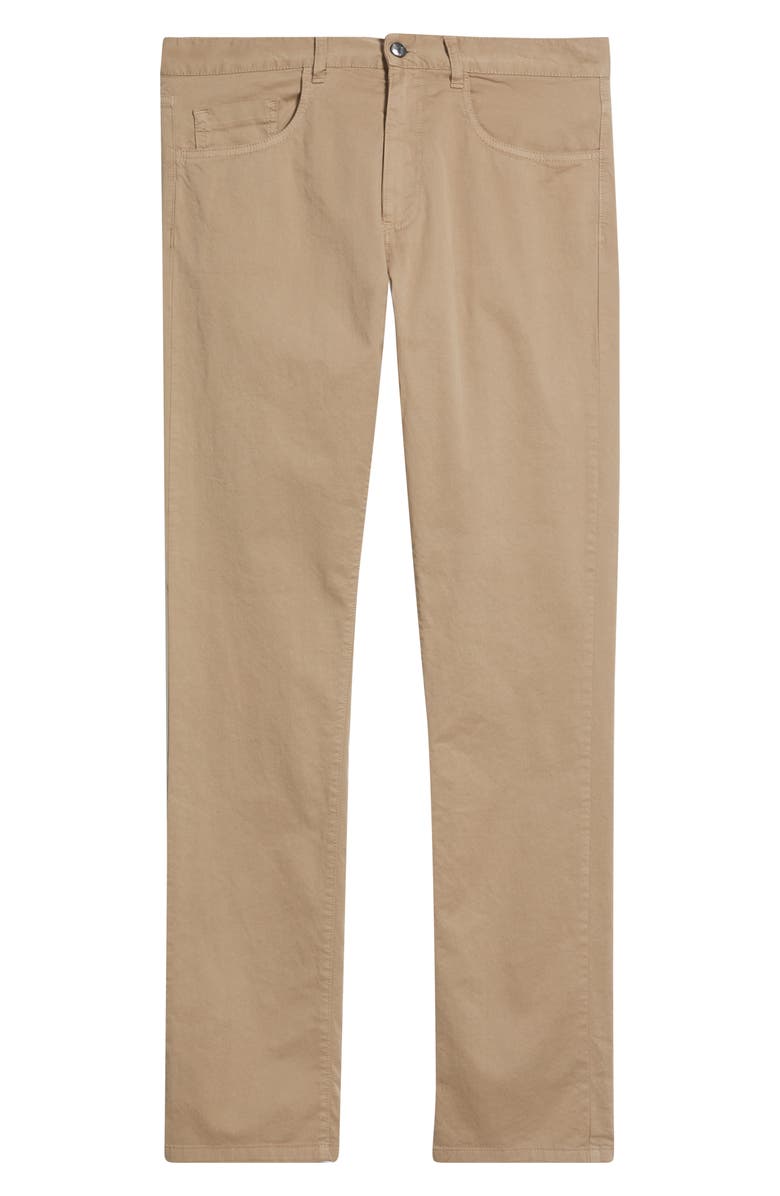 Canali Regular Fit 5-Pocket Cotton Stretch Twill Pants, Alternate, color, Neutral Brown