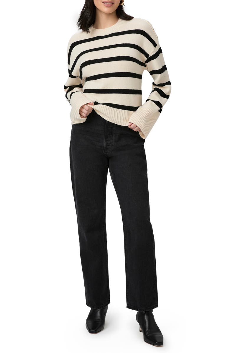PAIGE Zofia Stripe Recycled Wool Blend Sweater, Alternate, color, Latte Foam Multi