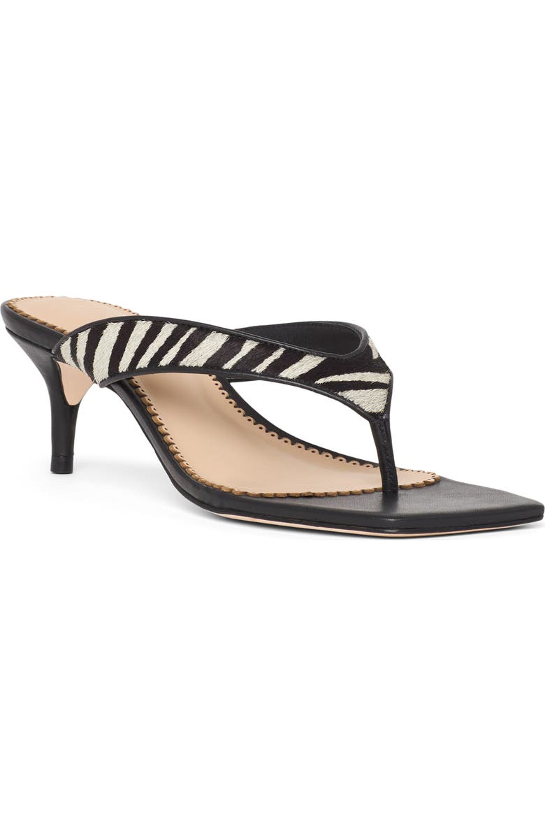 Cinq à Sept Frankie Zebra Print Calf Hair Thong Sandal, Main, color, Black/ Ivory