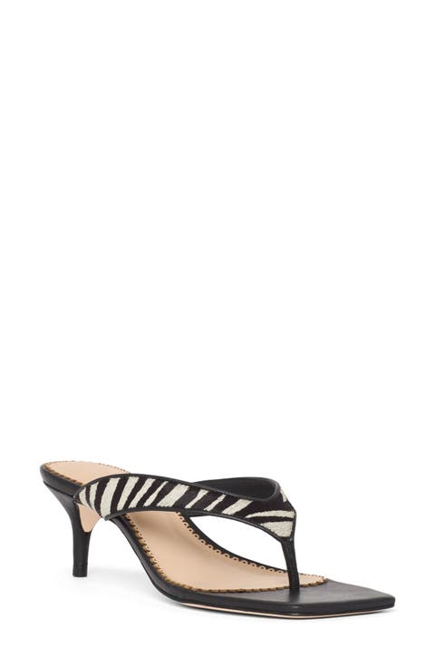 Frankie Zebra Print Calf Hair Thong Sandal (Women)