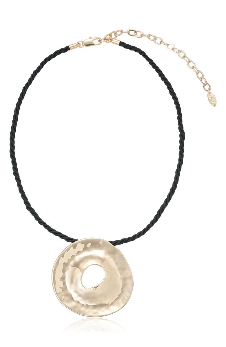 Ettika Hammered Donut Pendant Cord Necklace, Alternate, color, Gold