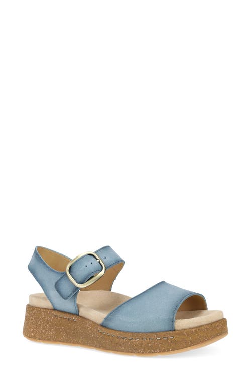 Dansko Bianca Platform Wedge Sandal In Blue Burnished Suede