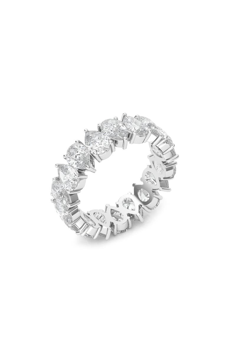 HauteCarat Alternating Pear Lab Created Diamond Eternity Ring, Main, color, 