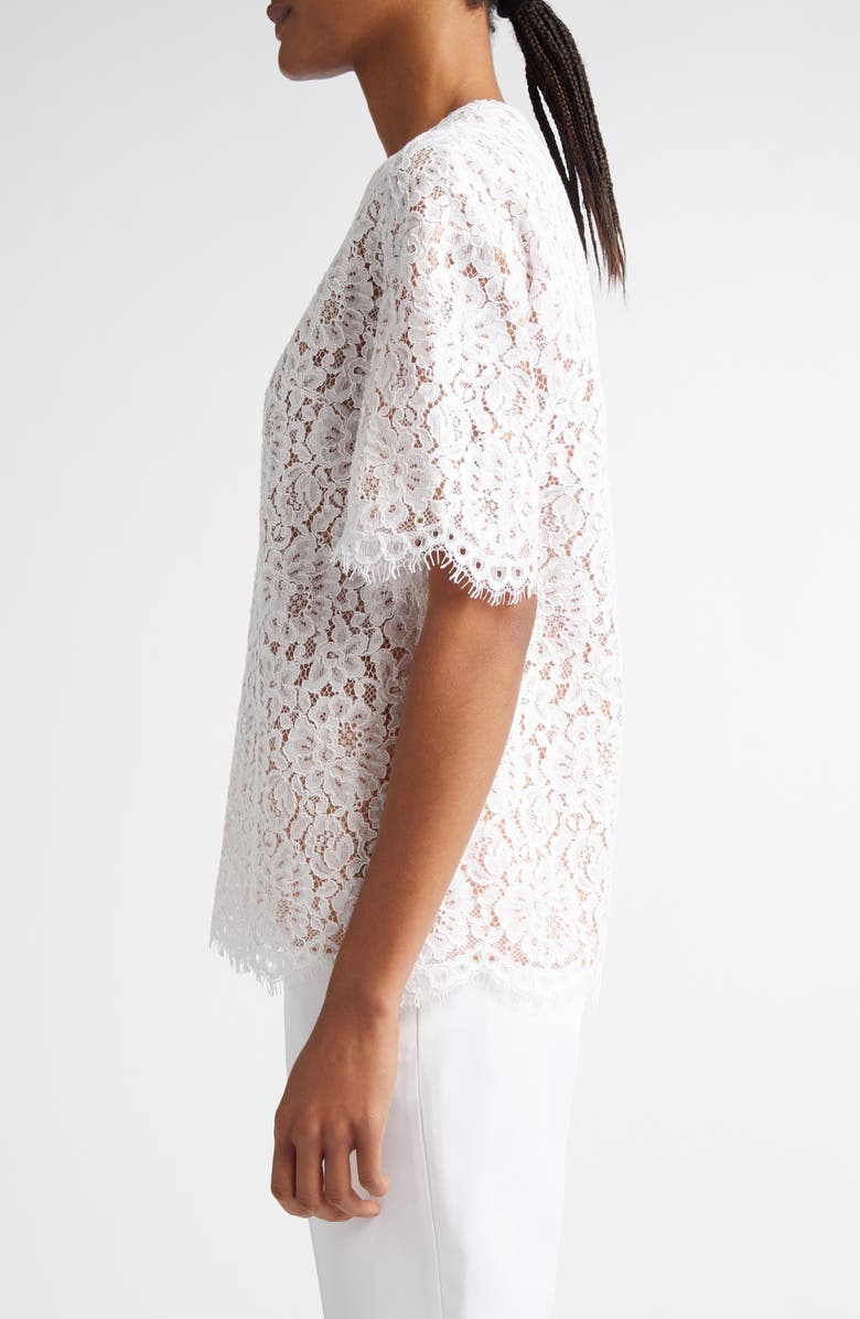 Michael Kors Collection Oversize Floral Lace Top, Alternate, color, Optic White