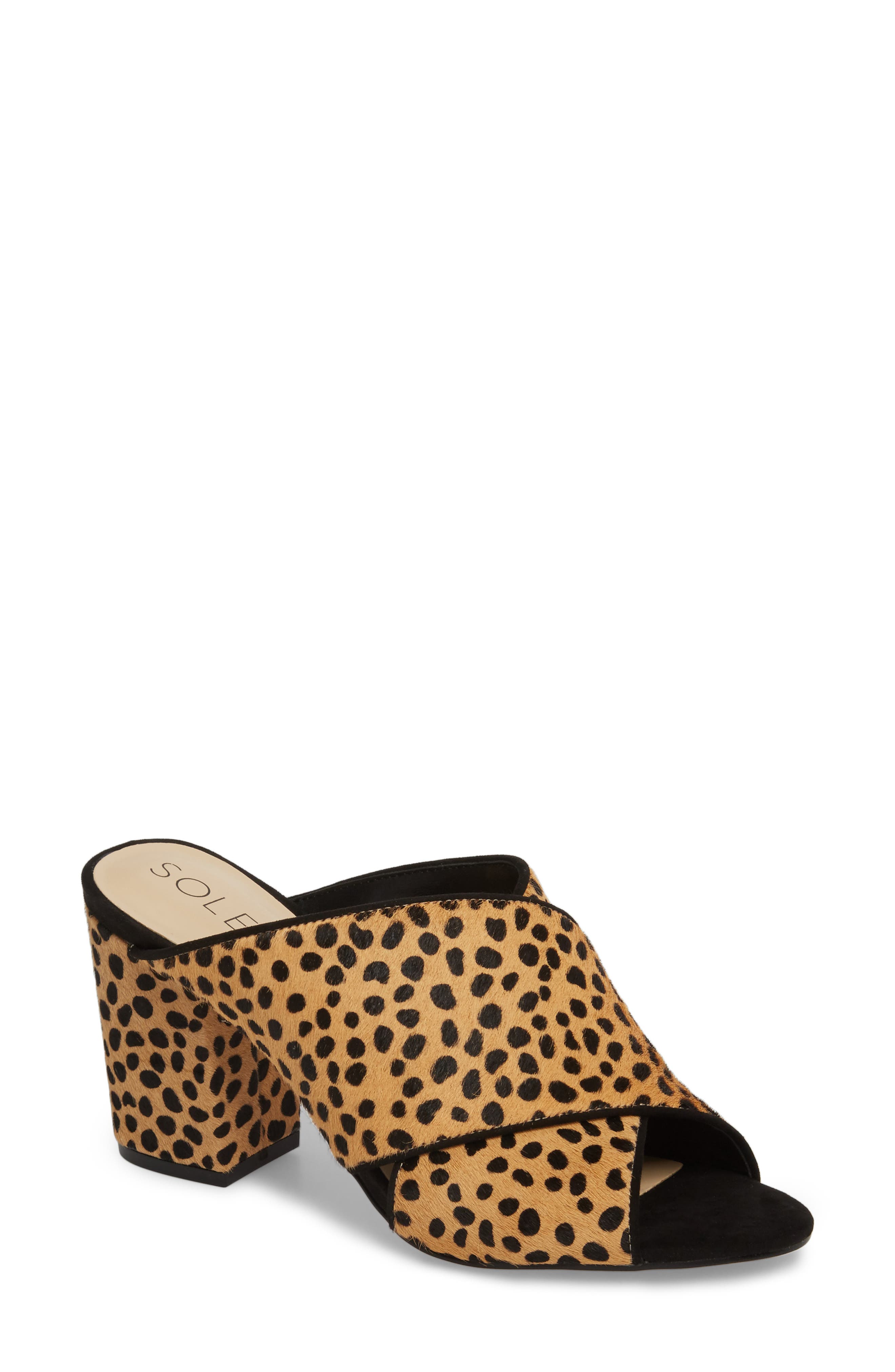 Luella Genuine Calf Hair Slide, Main, color, CHEETAH DOT HAIRCALF