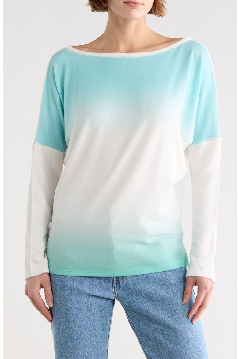 Stripe Boat Neck Sweater, Main, color, WHITE/ LIGHT BLUE
