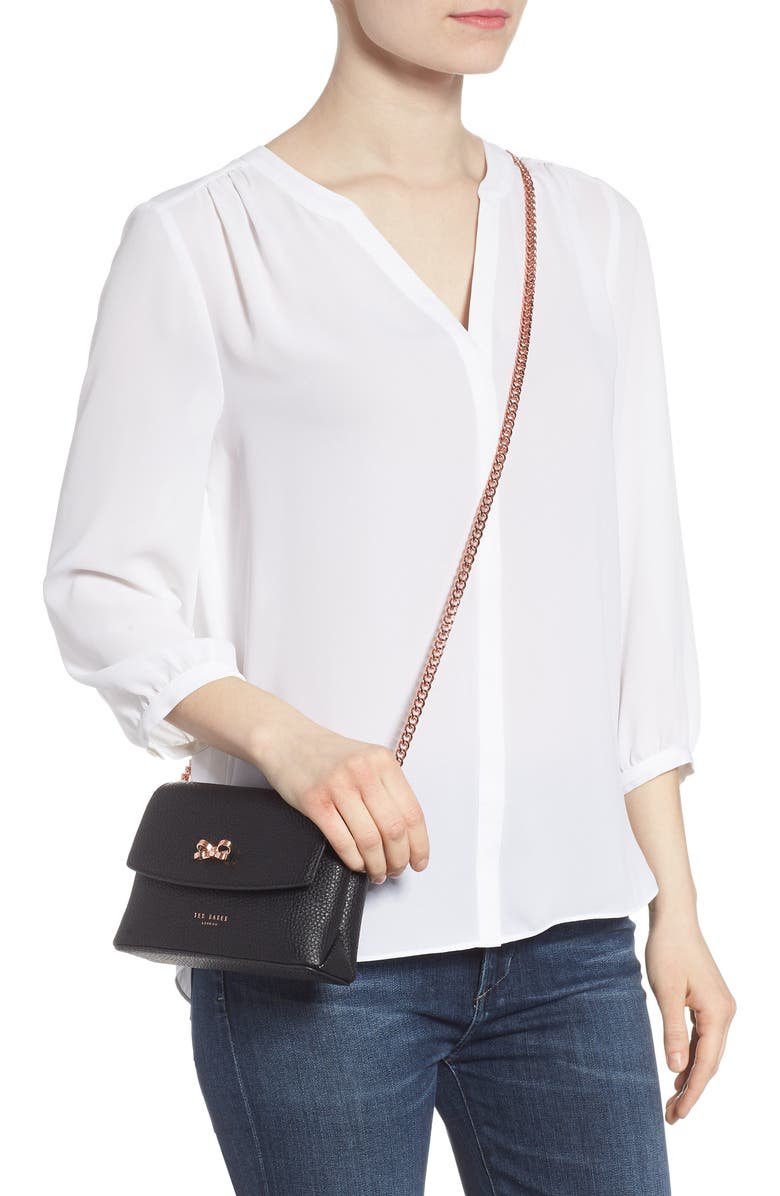 Ted Baker London Bow Leather Crossbody Bag, Alternate, color,