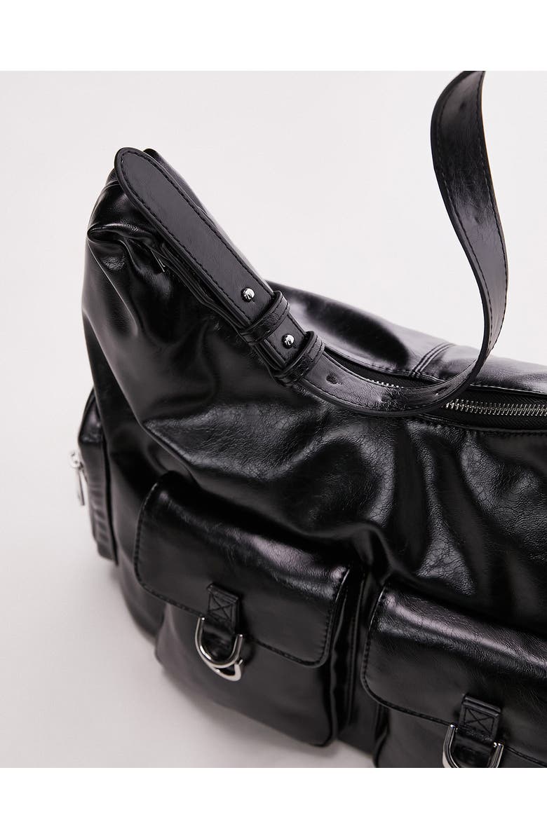 Topshop Tessie Slouchy Faux Leather Tote, Alternate, color,