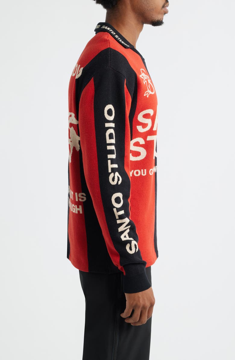 SANTO STUDIO x Miguel Harichi Stripe Johnny Collar Sweater, Alternate, color, Red