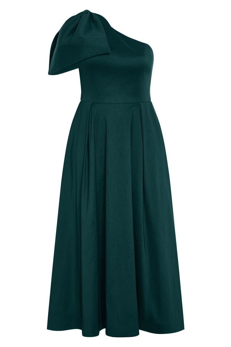 Captivate Bow One-Shoulder A-Line Gown, Alternate, color, DEEP TEAL