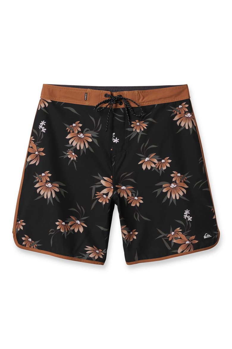 Surfsilk Coastal Flora Swim Shorts, Alternate, color, BLACK