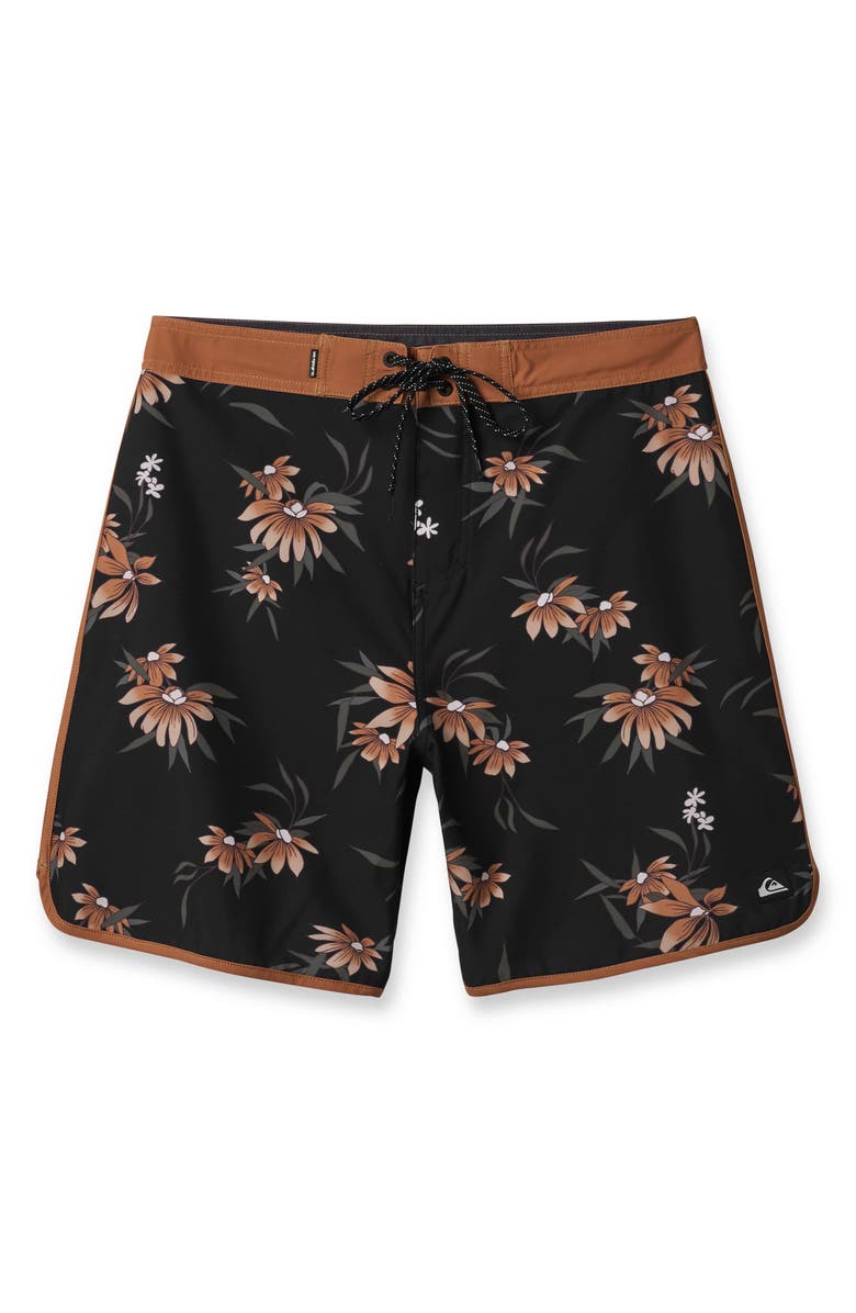 Quiksilver Surfsilk Coastal Flora Swim Shorts, Alternate, color, Black