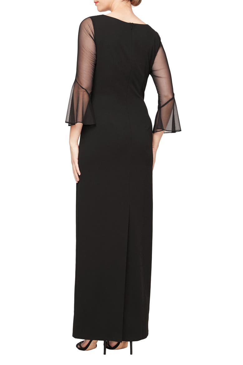 Rhinestone Yoke Column Gown, Alternate, color, BLACK