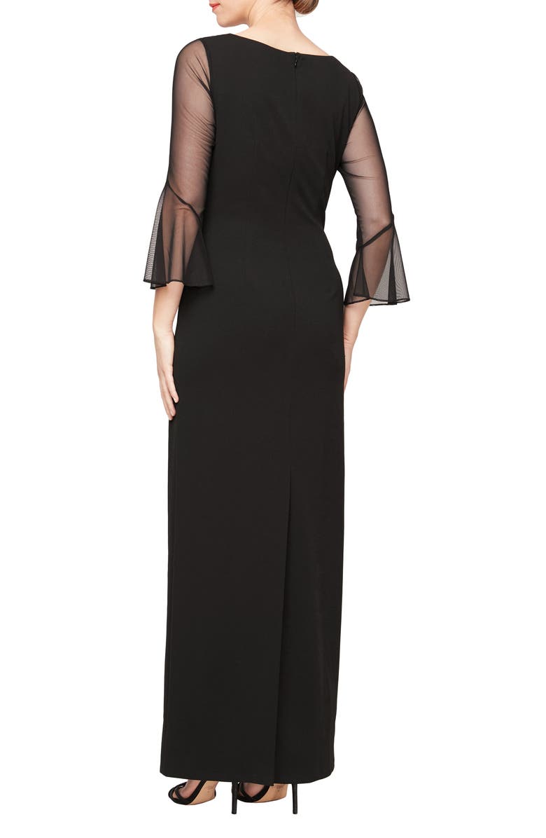 Alex Evenings Rhinestone Yoke Column Gown, Alternate, color,