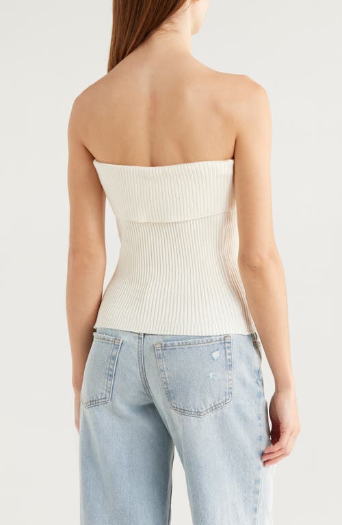 Pacsun Kate Side Button Foldover Rib Tube Top In Gardenia