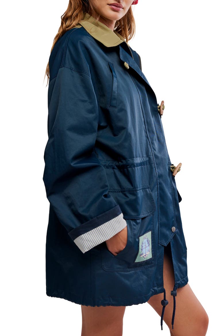 Cotton & Nylon Captain's Jacket, Alternate, color, NAVY COMBO