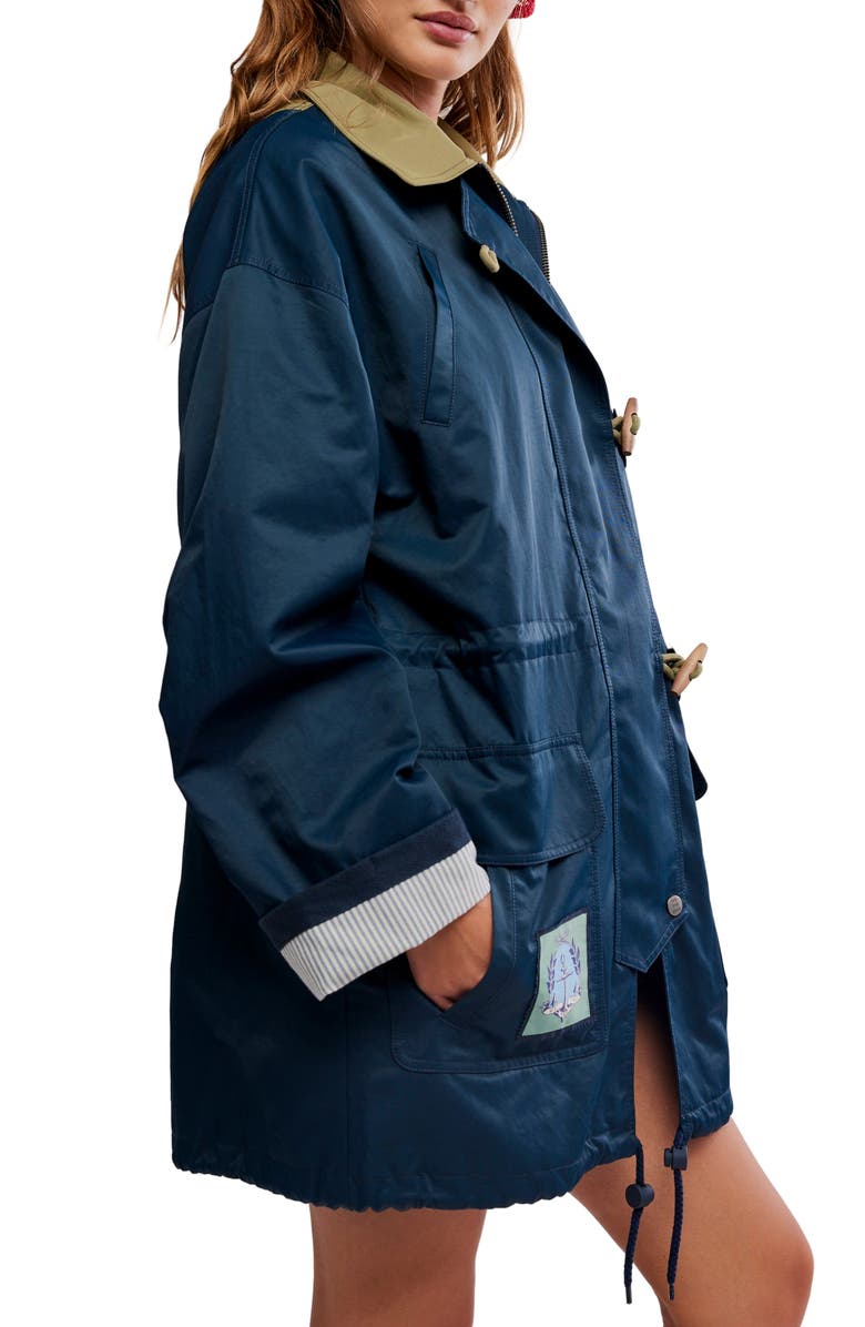 Free People Cotton & Nylon Captain's Jacket, Alternate, color, Navy Combo