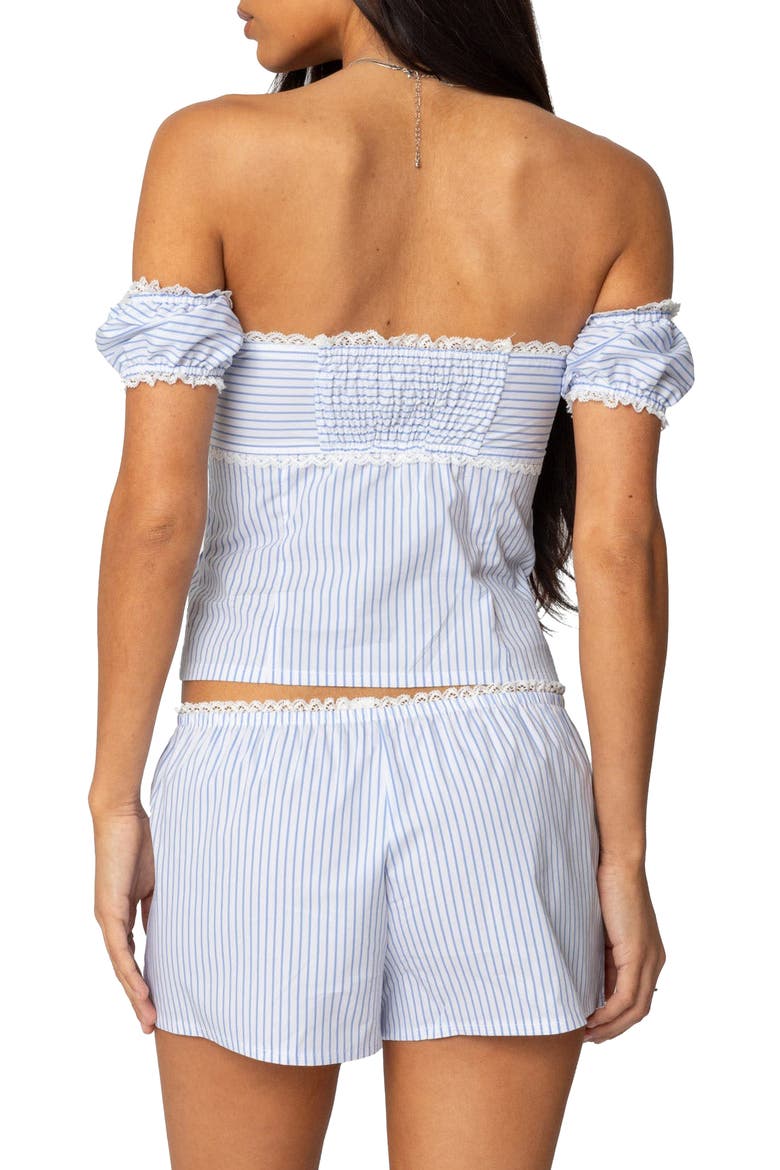 Taryn Stripe Off the Shoulder Top, Alternate, color, LIGHT-BLUE