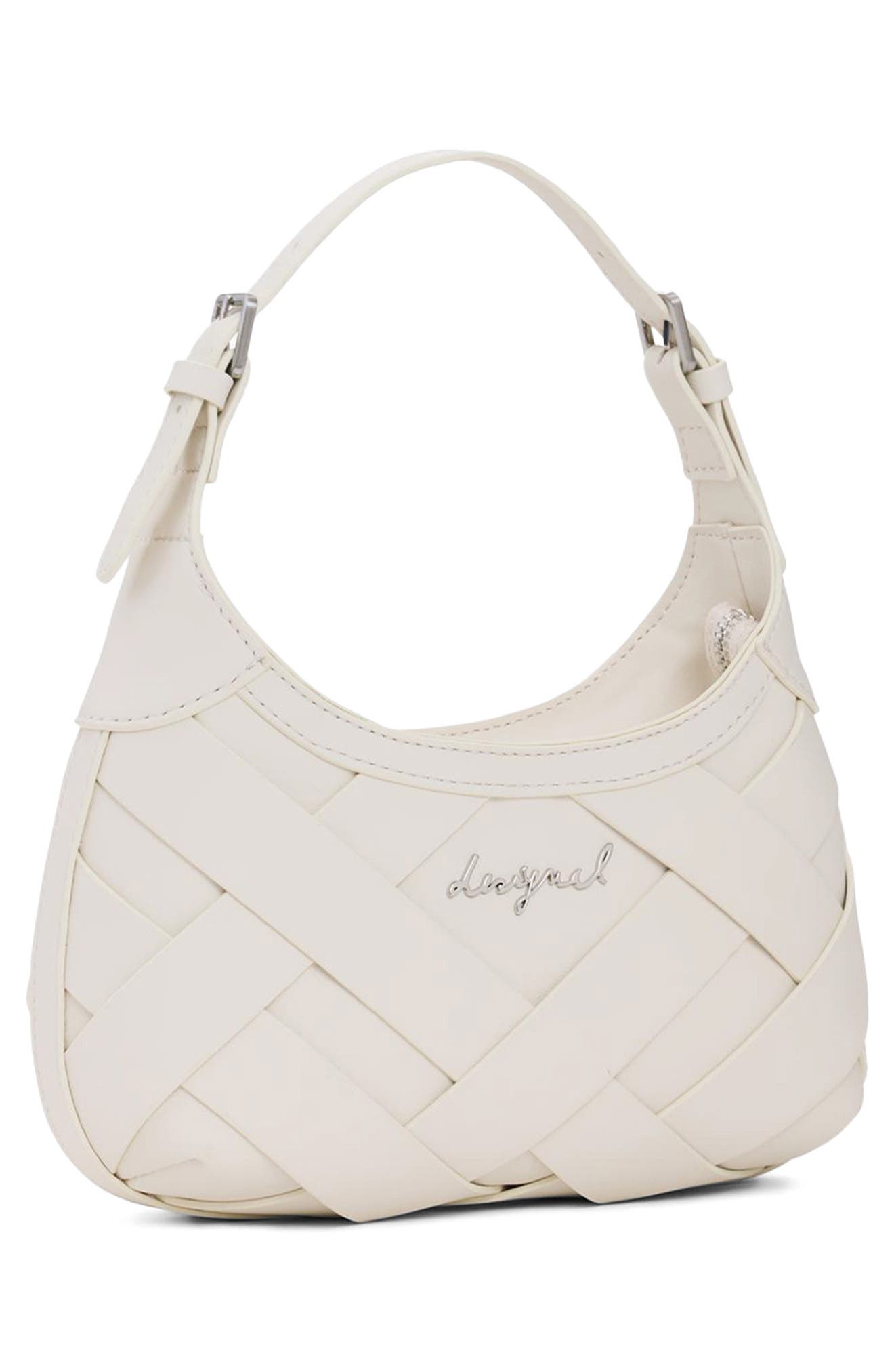 Desigual Faux Leather Shoulder Bag, Alternate, color, Off White