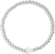 Nashelle Heart & Bead Stretch Bracelet