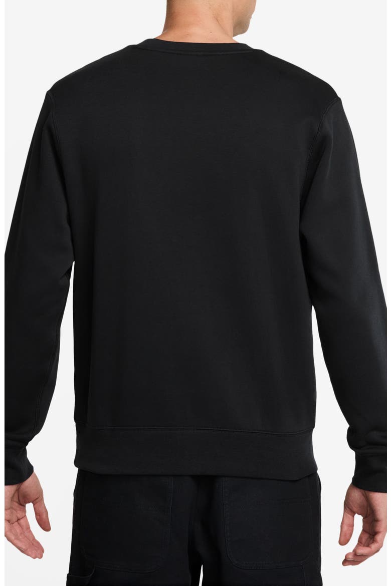 Sportswear Club Appliqué Fleece Crewneck Sweatshirt, Alternate, color, BLACK/ WHITE