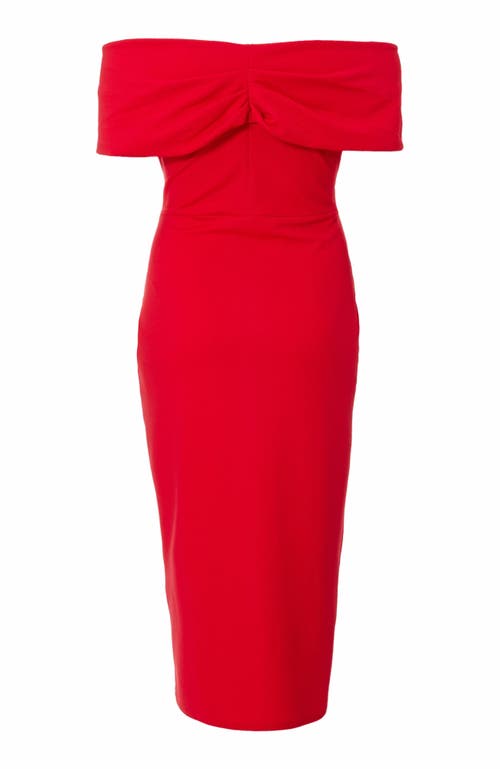 Quiz Plus Size Scuba Crepe Bardot Wrap Midi Dress In Red