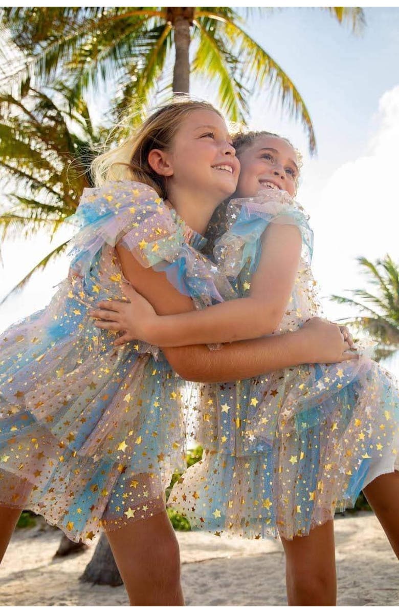 Lola + The Boys Pastel Stars Dress, Alternate, color, 