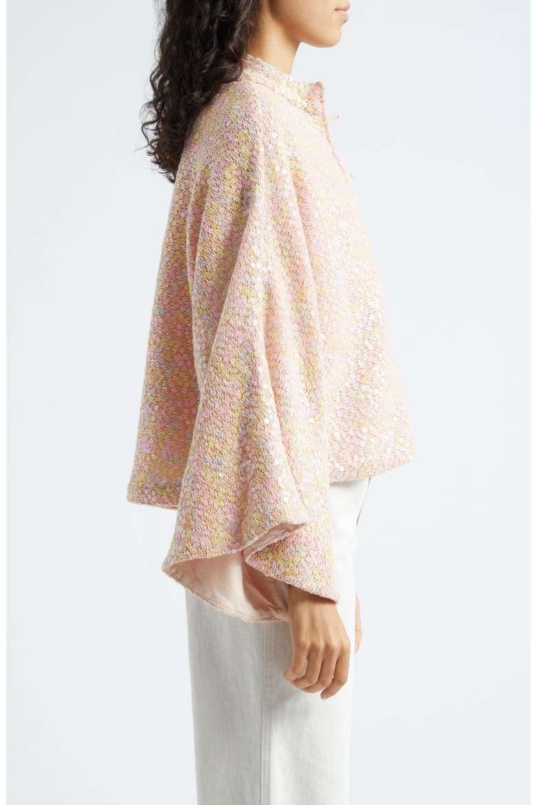 Daisy Sequin Bell Sleeve Crop Jacket, Alternate, color, PEACH PINK