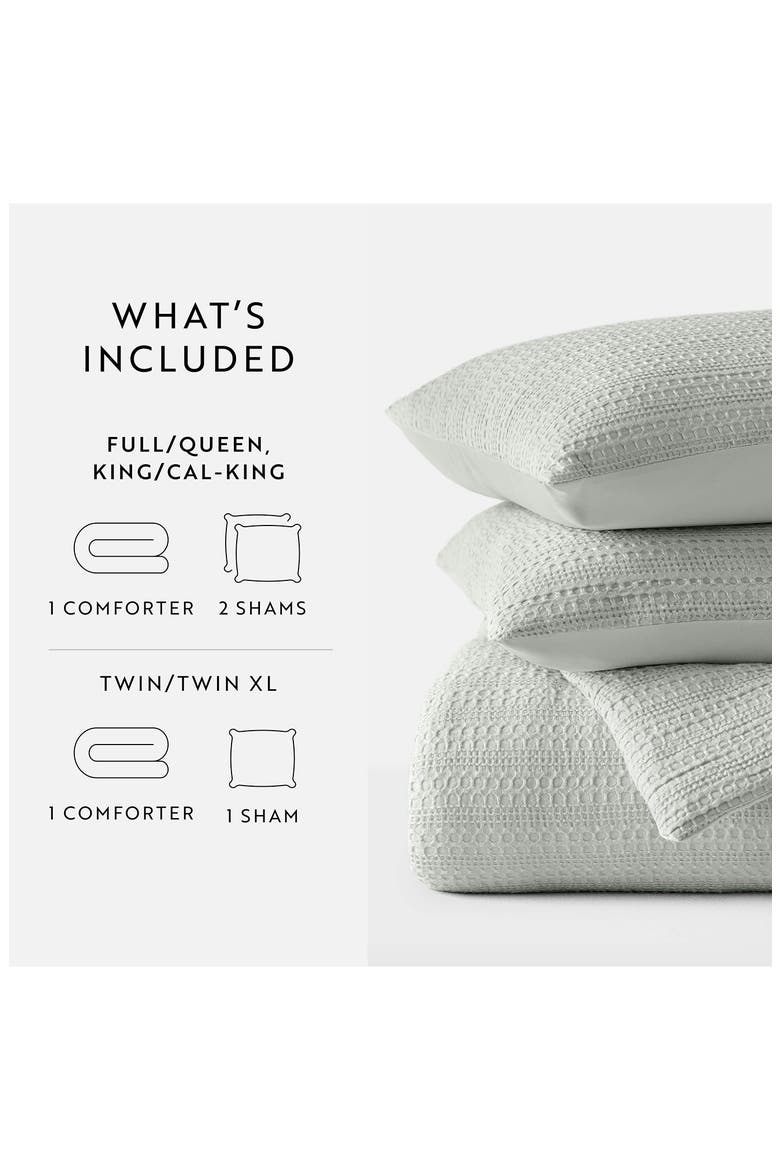 Waffle Textured 3-Piece Comforter Set, Alternate, color, GREEN MIST