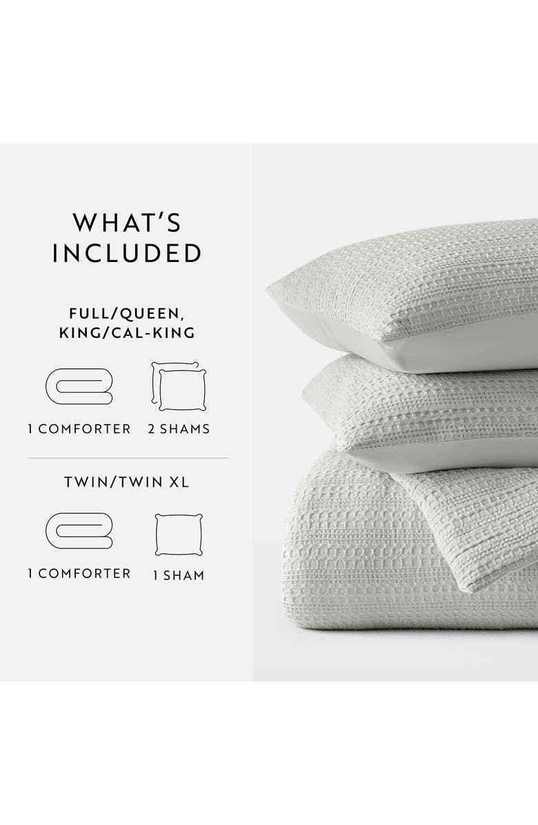 HOMESPUN Waffle Textured 3-Piece Comforter Set, Alternate, color, Green Mist