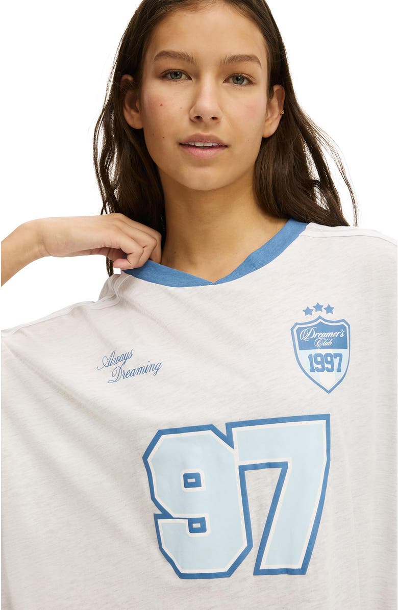 COTTON ON BODY Women's 90 S Sporty Tshirt Nightie, Alternate, color, Light Grey Marle 97