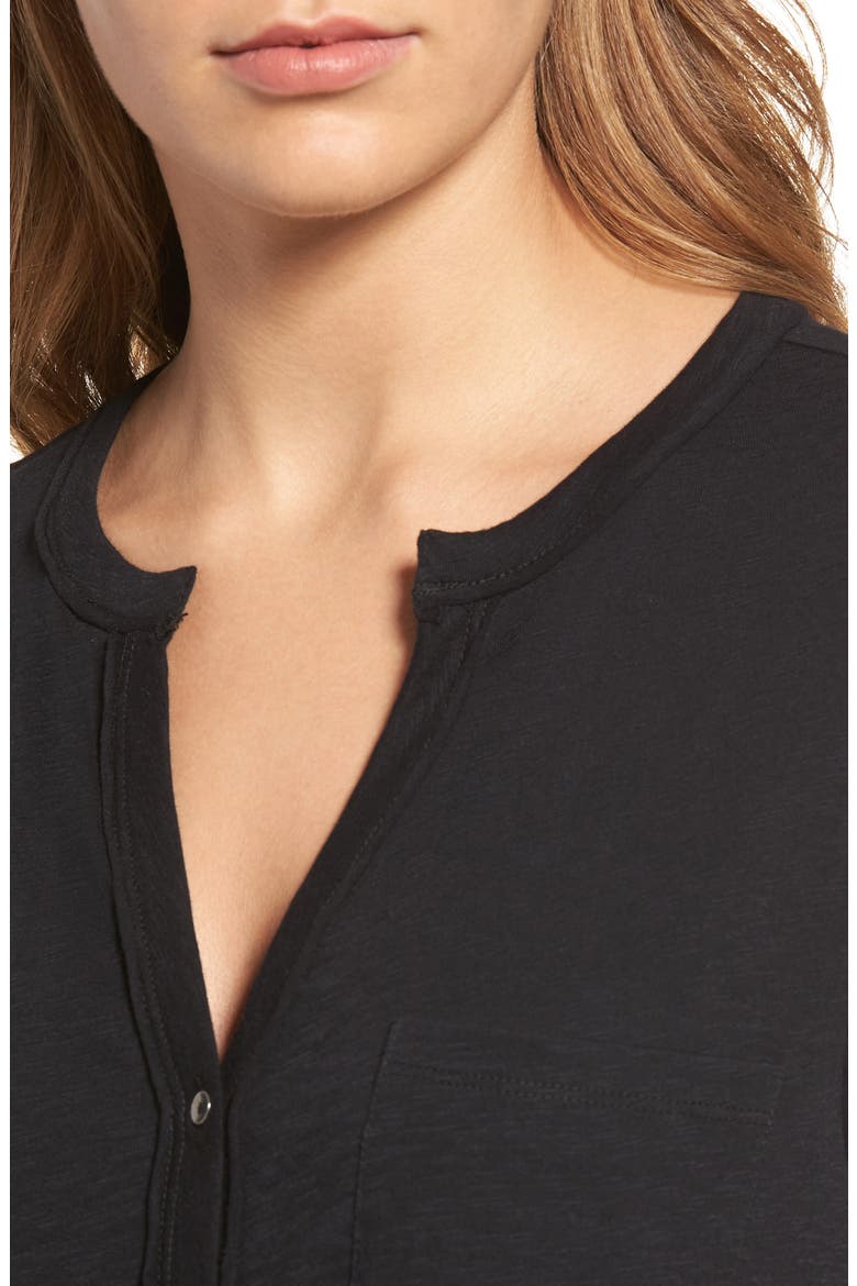 Tie Front Tee, Alternate, color, BLACK
